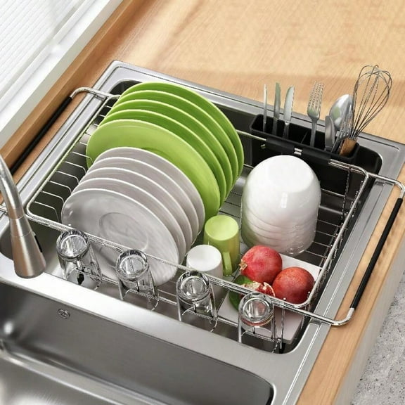 odorsTT Dish Drying Rack in Sink, Expandable Stainless Steel Dish Drainers for Kitchen Counter