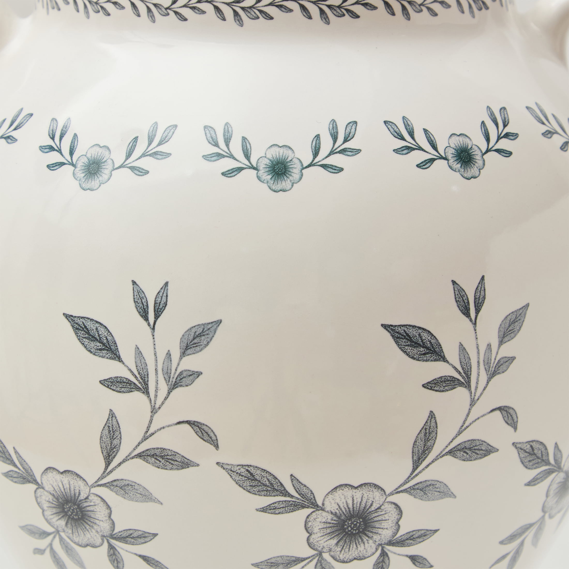 My Texas House 8" White Double Handle Ceramic Floral Vase