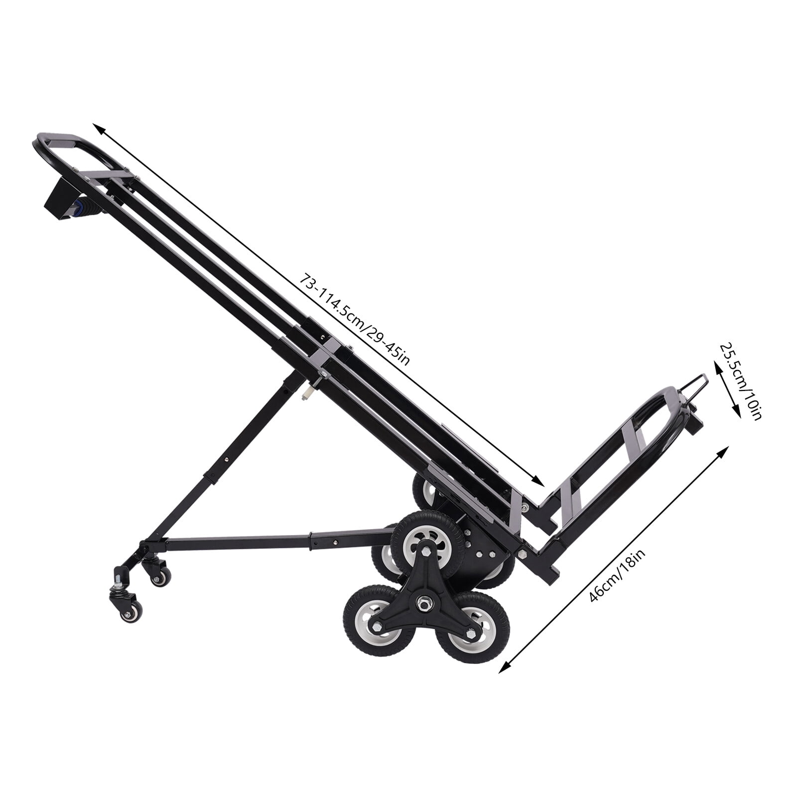 460lbs Black Stair Climbing Cart Trolley Stair Climber Hand Truck 29-45in Height All Terrain Heavy Duty Stair Dolly with 6 Wheels