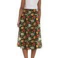 thumbnail image 6 of vigerkar High Waist Skirts for Women Summer Casual A Line Ruffle Swing Floral Midi Skirt with Pockets Orange, XXL, 6 of 6
