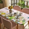 thumbnail image 3 of Easter Table Cloths for 6 Foot Rectangle Tables, Rabbit Sheep Eggs Butterfly Flowers Pink Grid Patio Waterproof Elastic Fitted Tablecloths, Washable Rectangular Table Cover for Camping, 3 of 8