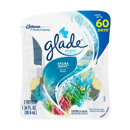 Glade Plug In Refill, Aruba Wave, 1.34 Fl. Oz. (Pack of 2)