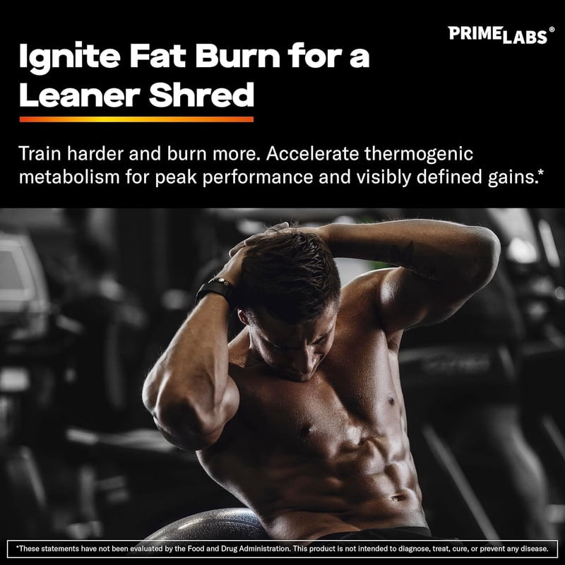 Prime Labs Thermogenic Energy Supplement for Men – L-Carnitine, Caffeine & Green Tea Extract – Daily Energy & Active Lifestyle Formula – Third-Party Tested, Made in the USA – 60 Capsules
