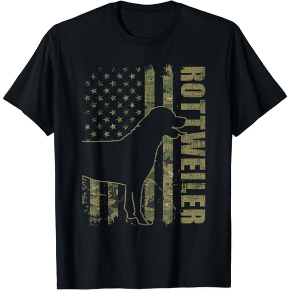 Rottweiler - USA American Flag Camouflage Dog Owner T-Shirt