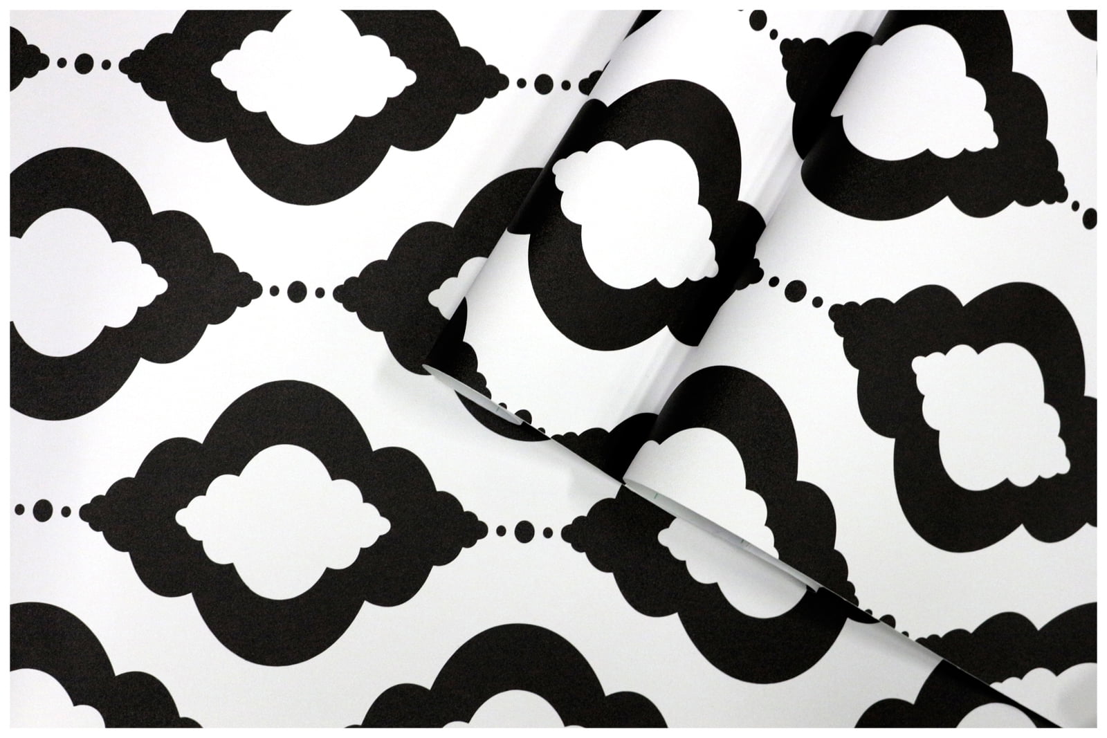 Peel and Stick Wallpaper Removable Black/White Trellis Mural Home Wall Decor 17.7in x 9.8ft