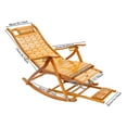 thumbnail image 2 of Brown Bamboo 98x62x20cm Folding Recliner 170-Degree Adjustable Siesta Rocking Chair With Foot Massage, 2 of 11