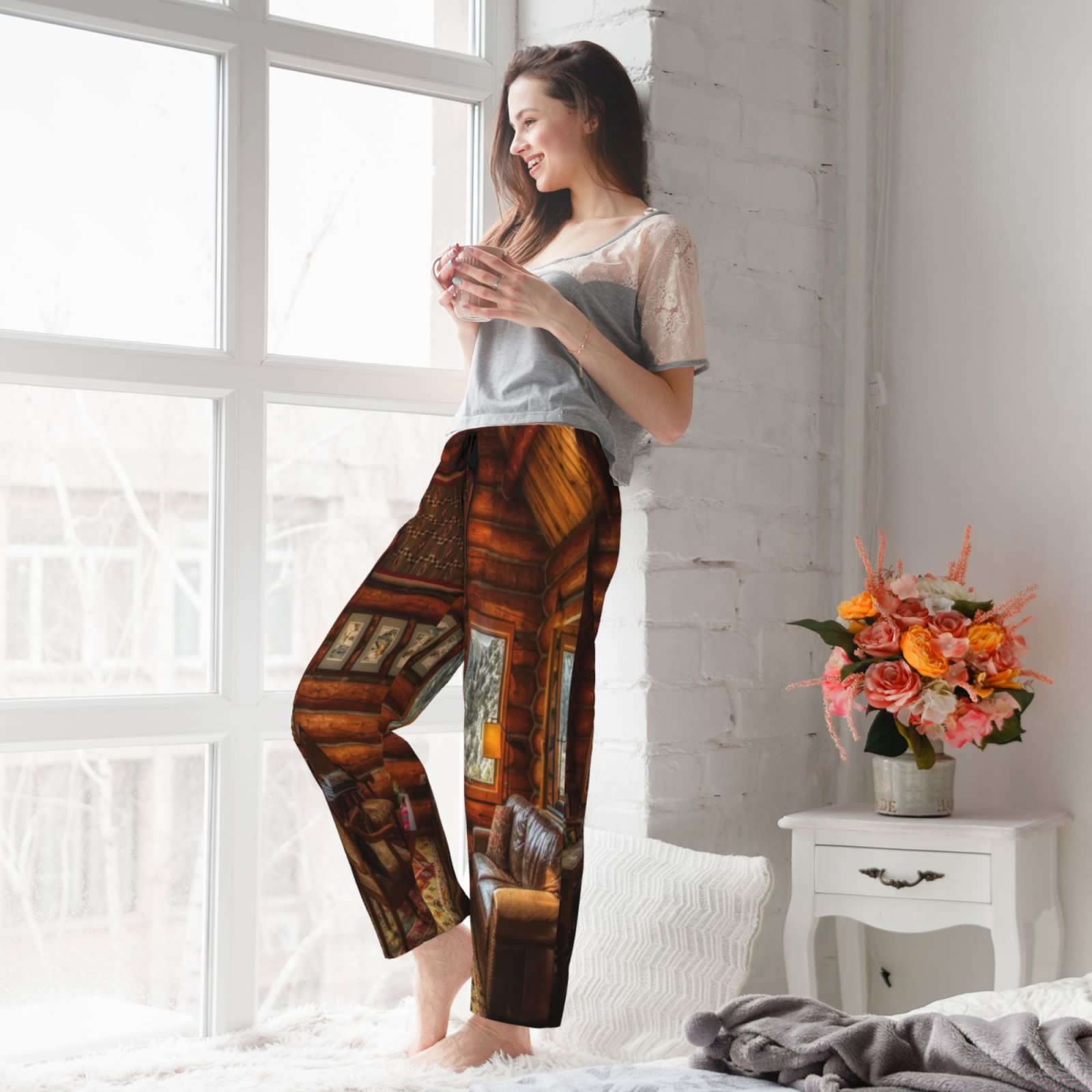thumbnail image 5 of Sikiie Log Cabin Inside Women’s Ultra-Soft Comfy Lounge Pants Sleepwear Comfy Lounge Pants Drawstring Sleep Bottoms with PocketsLarge, 5 of 6