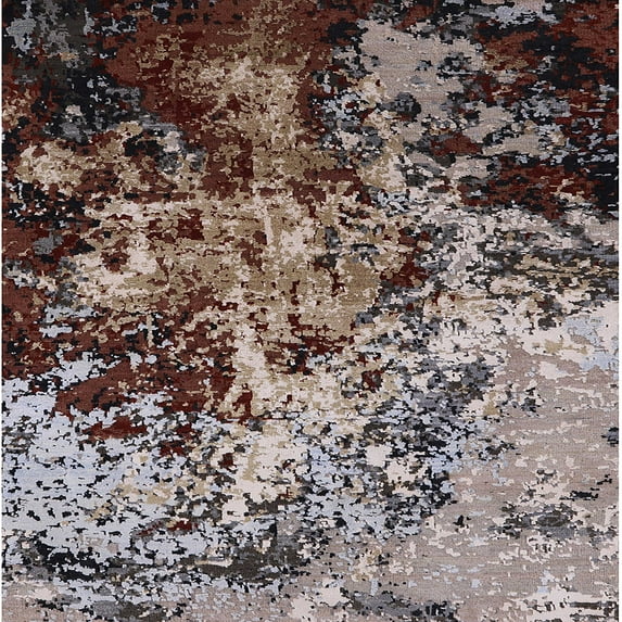 Ahgly Company Machine Washable Indoor Square Industrial Modern Bakers Brown Area Rugs, 4' Square