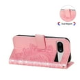 thumbnail image 4 of SaniMore for Google Pixel 7A Case with Wrist Strap, Fashion Flower Embossing Design for Girls/Women, Dual Magnet Card Holder Wallet Cover Kickstand Shockproof for Google Pixel 7A, Rosegold, 4 of 9