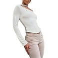 thumbnail image 3 of Biekopu Women’s Summer Off One Shoulder Tops, Long Sleeve Solid Color Slim Fit T-Shirts with Choker, 3 of 6