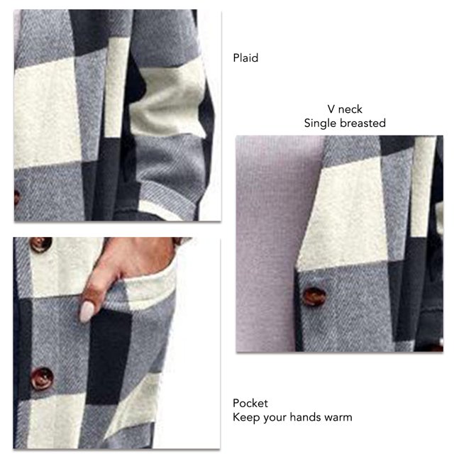 Long Sleeve Outwear, Plaid Outwear Elegant Single Breasted For Christmas Party For Women ANGGREK Otros