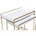 thumbnail image 5 of DecMode Contemporary Wood Rectangular Nesting Console Tables, with Gold Frame and White Tabletop Finish, Set of 2 22", 20"W, 5 of 14