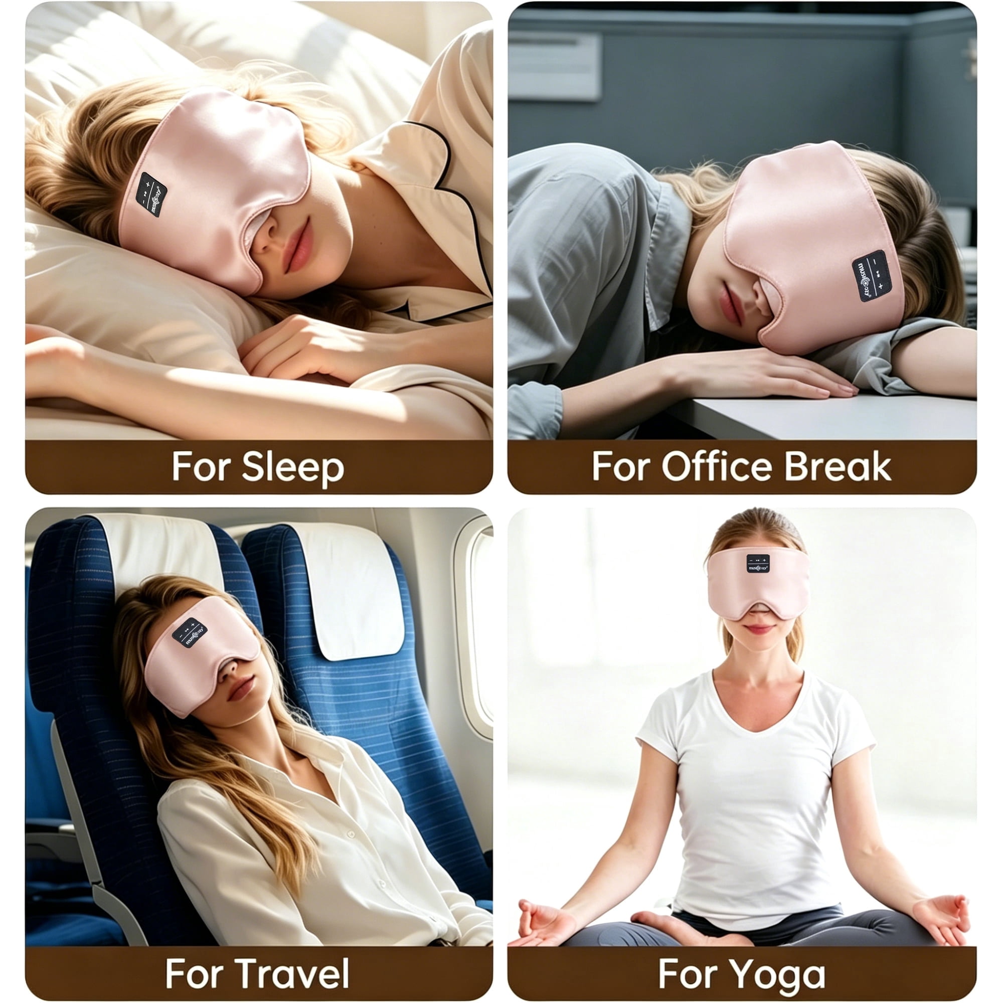 MUSICOZY 3D Sleep Mask with Bluetooth Headphones, Ice Silk Sleep Headphones with Bluetooth 5.4, Total Blackout Eye Mask for Sleeping, Sleep Soft Mask for Women Men, All Night Sleep, Travel Gift