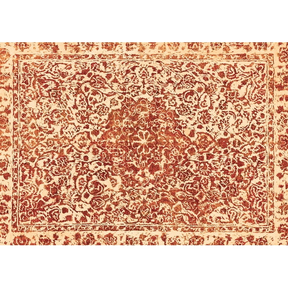 Ahgly Company Indoor Rectangle Abstract Orange Modern Area Rugs, 5' x 8'