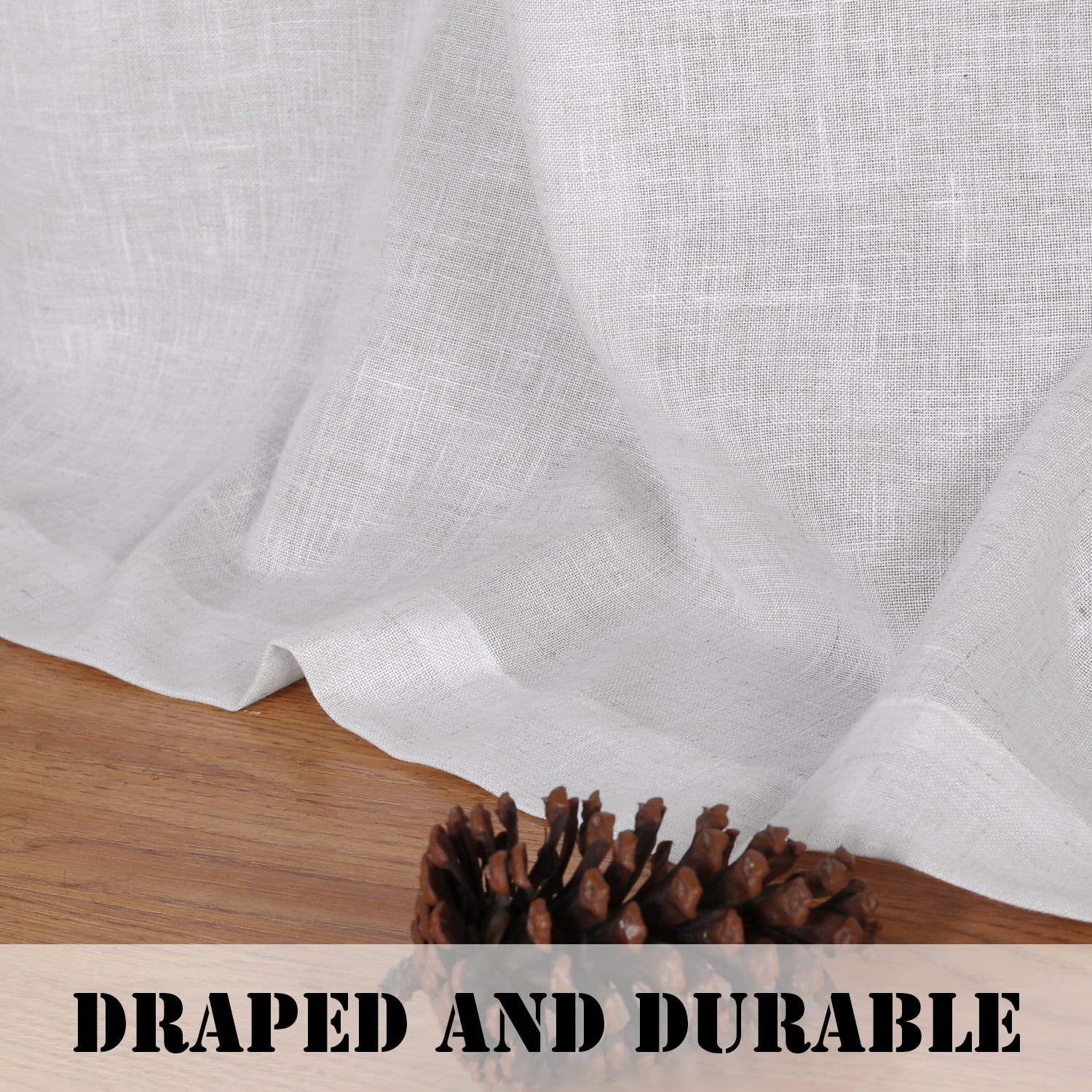 H.VERSAILTEX White Curtains Sheer Light Filtering Window Curtains 63 inches Long Privacy Window Drapes for Living Room, 2 Panels Set, 52" x 63"