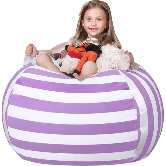 Stuffed Animal Storage Bean Bag Chair Cover in Purple XX-Large