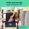 thumbnail image 5 of Andador con ruedas Medline de aluminio con asiento, morado, capacidad de peso de 113 kg, ligero, ruedas de 15 cm, plegable, asas ajustables, andador con ruedas para personas mayores, 5 of 5