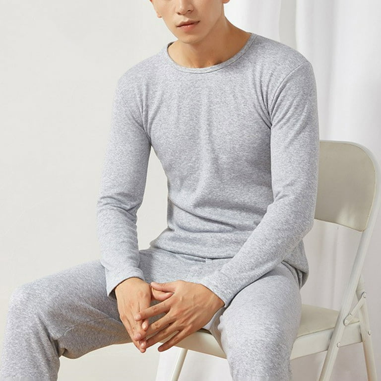 2Pcs Set Thermal Underwear for Men Long Johns Base Layer Shirt and Pants Set Fleece