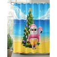 thumbnail image 2 of Fsddascl Coastal Christmas Shower Curtain Set - Small 36" x 72" Washable Bathtub Curtain with 12 Hooks, Flamingo Santa Ocean Beach Nautical Waterproof Fabric Stall Shower Curtains for Bathroom, 2 of 6