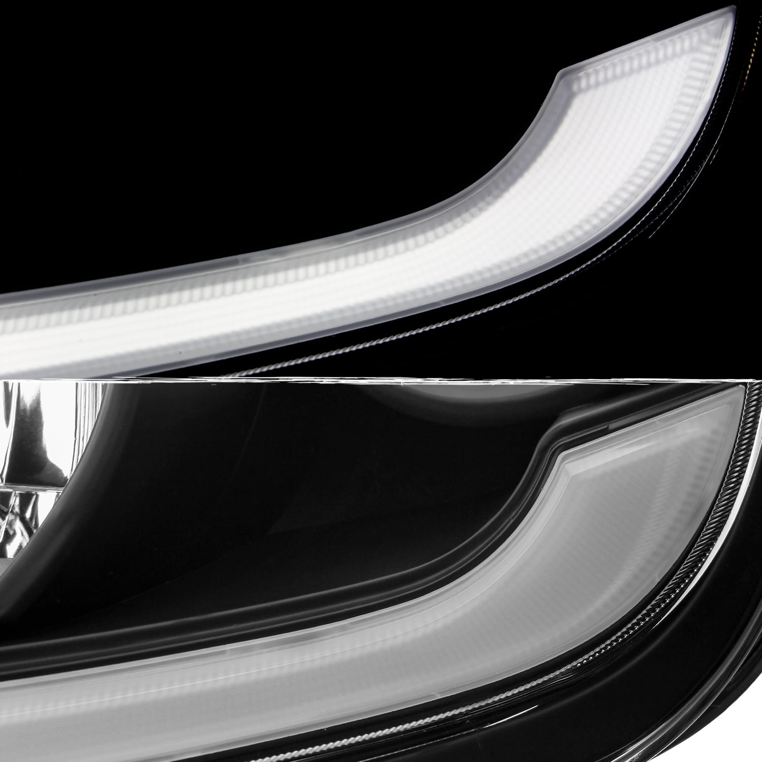 AKKON - Fit 2006-2011 Chevy HHR Halogen Type Headlights Headlamp with LED Bar Black Housing Replacement Driver - Passenger
