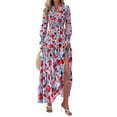 thumbnail image 1 of Vestido PRETTYGARDEN 2025 Floral Maxi de Manga Larga con Escote en V Talle M, 1 of 8