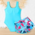 thumbnail image 6 of Eltusu Girls Tankini Swimsuit, Sleeveless Elastic Waist Printed 2 Pieces Tops with Shorts Blue Size 12-13T, 6 of 8