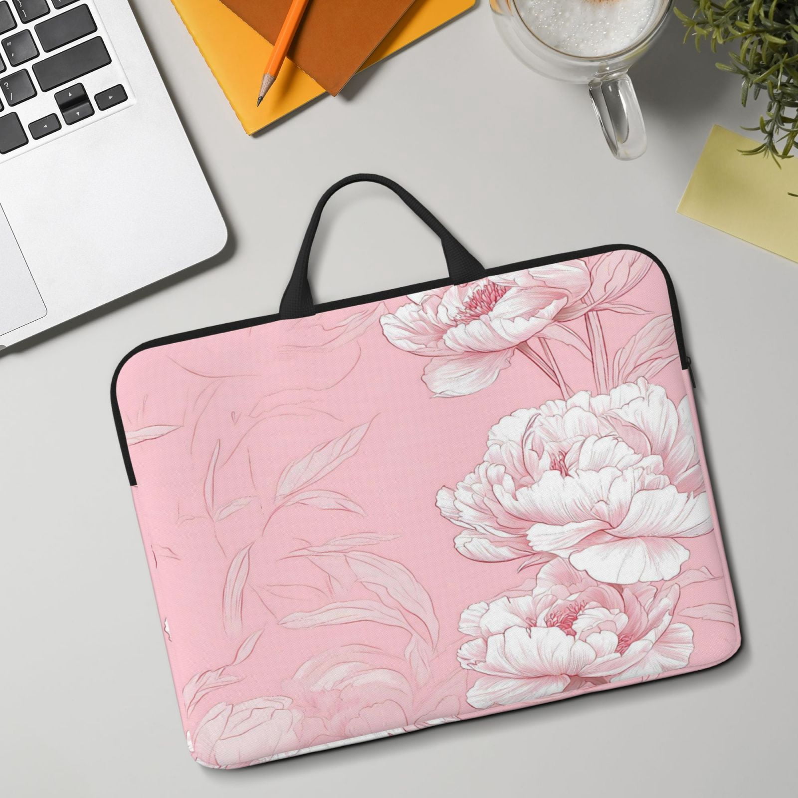Laptop Sleeve Bag For Women Men 14inch Waterproof Durable Protective Computer Carrying Cover Handle Laptop Case Bag Flowers (21)