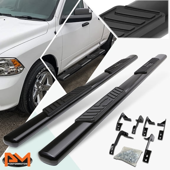 PM PERFORMOTOR for 09-20 Dodge Ram Truck Quad Oval 5" Side Step Nerf Bar Running Board Black