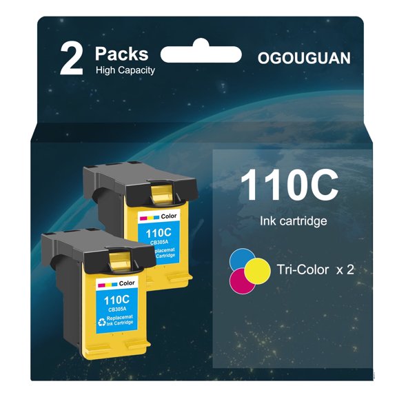 OGOUGUAN HP 110 Compatible Ink Cartridges for  for HP Photosmart A310 A311 A314 A316 A320 A430 A432 A433 A434 A436 A440 Printer (Tri-Color, 2 Pack)
