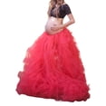 thumbnail image 5 of Seyurigaoka Women's Long Tulle Pleated Skirt Fluffy A-Line Mesh Maxi Skirts Princess Tulle Skirt Solid Color Adjust Tie Up Waist Bubble Long Skirt, 5 of 9