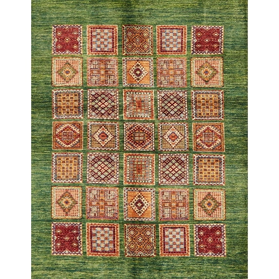 Ahgly Company Indoor Rectangle Abstract Copper Green Abstract Area Rugs, 4' x 6'