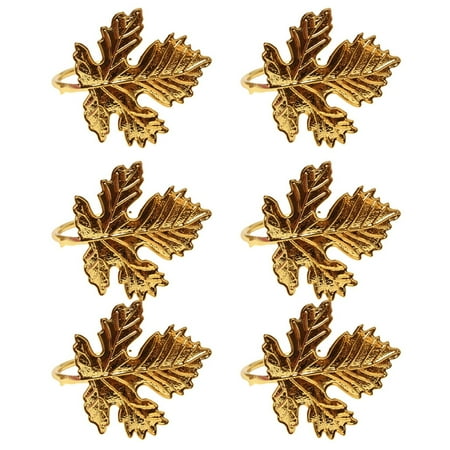 

Flm 6Pcs Napkin Rings Durable Sturdy Maple Leaf Shape Elegant Colorfast Decorative Exquisite Home Restaurant Maple Leaf Serviette Buckles Housewarming Gift