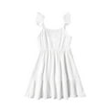 thumbnail image 3 of Nrmvnmi Toddler Girls Summer White Dresses Sleeveless Button Down Sling Cotton Dress Long Maxi Dress For 3 Months- 7 Years, 3 of 7