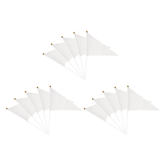 Uxcell Handheld Triangle Flag, Pennant Flags on Sticks Flags Small Mini Solid Blank Hand Held 15Pcs & White - Fit for (DIY Graffiti/Cheerleading/Party Events Celebration)