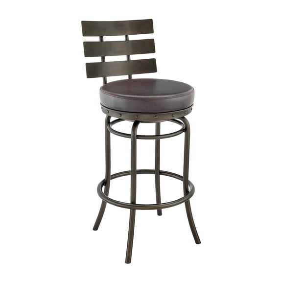 360-Degree Swivel Brown Faux Leather Stool / Spill-Proof and Hygienic