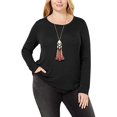 thumbnail image 3 of I.N.C Womens Ribbed Basic T-Shirt, Black, Plus Size, 3X, 3 of 4