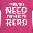 thumbnail image 3 of Instant Message - I Feel The Need To Read - Toddler And Youth Girls Short Sleeve Graphic T-Shirt, 3 of 6