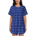 thumbnail image 1 of Fotbe Blue Lantern Shapes Conjunto de Pijama Estampado para Mujer, 2 Piezas, Ropa de Dormir con Camiseta de Manga Corta y Shorts Suaves-X-Large, 1 of 6