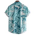 thumbnail image 2 of Camisas De Vestir Para Hombre Azul Camisa abotonada de manga corta con estampado digital de solapa suelta para hombres casuales Top de verano hawaiano de playa (Sky Blue, S), 2 of 5