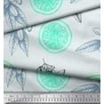 thumbnail image 2 of Soimoi Green Cotton Poplin Fabric Lemon Slice & Floral Print Fabric by the Yard 42 Inch Wide, 2 of 3