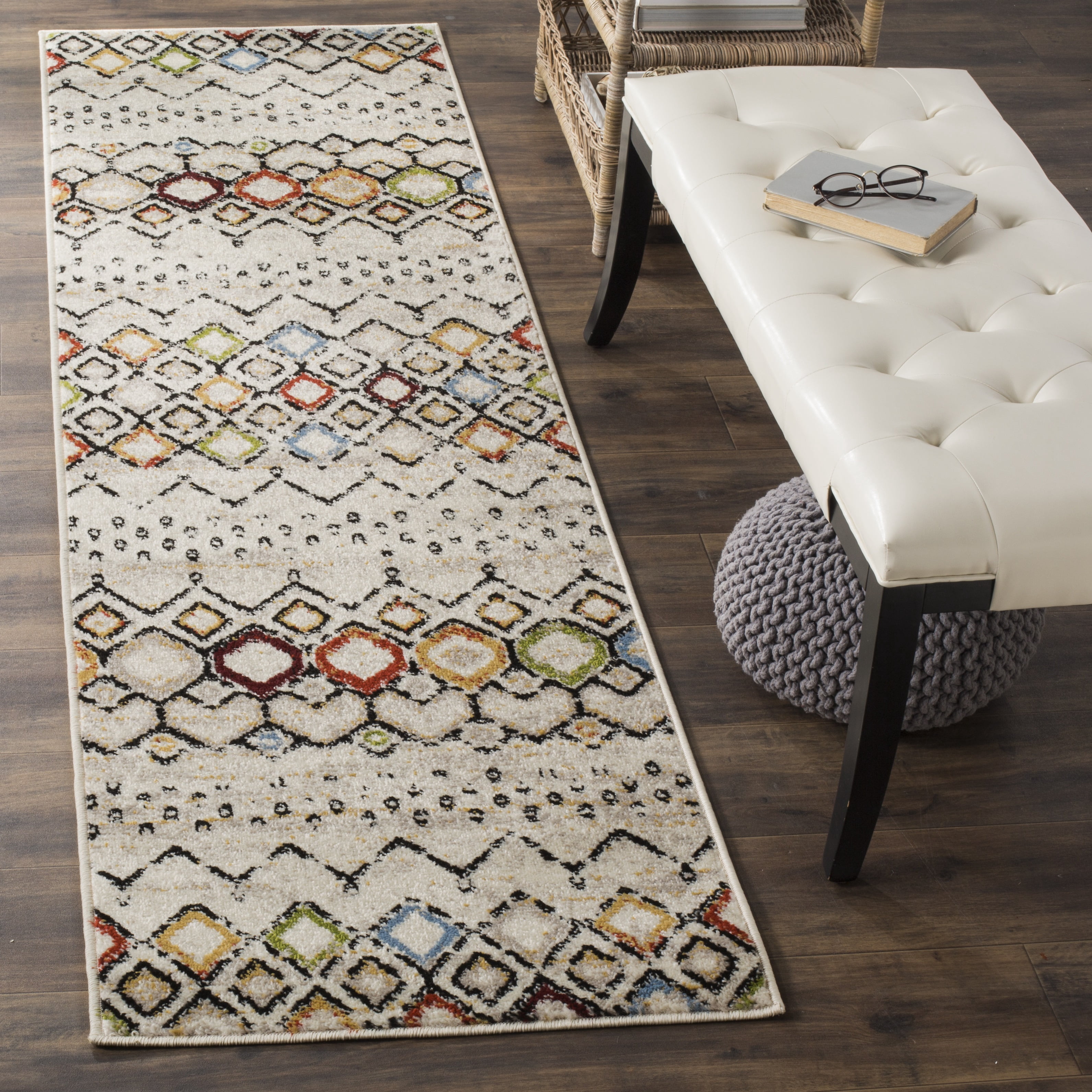 Safavieh Amsterdam Gladwin Geometric Runner Rug, Ivory/Multi, 2'3" x 12'