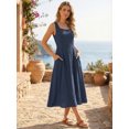 thumbnail image 2 of DARING DIVA Women's Sleeveless Loose Flowy Midi Tank Beach Cotton Dress M Dark Blue, 2 of 8