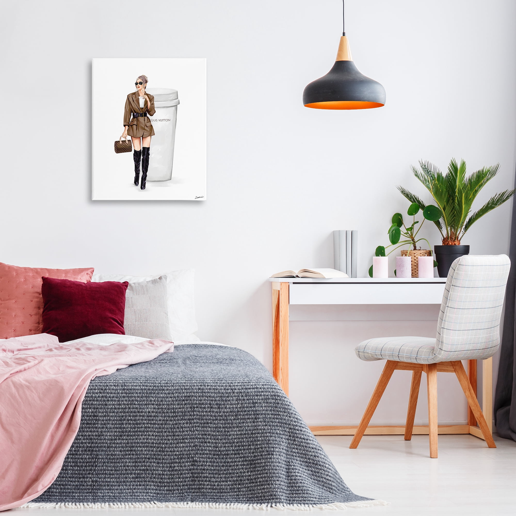 Stupell Industries Chic Fashion & Coffee Cup People Painting Wrapped Canvas Art Print Wall Art, 24 x 30