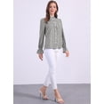 thumbnail image 3 of DARING DIVA Women's Gingham Ruffle V Neck Button Front Long Sleeve Blouse S Black, 3 of 6