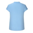 thumbnail image 4 of WIZUTIZ Plus Size Tops for Women up to 65% Off Basic Summer-Beach Fashion Tshirt Solid Plain Short Sleeve T-shirt Loose Fit V-Neck Fluffy Blouse Work Out Trendy Tops Cotton Linen Ladies Tshirts Blue, 4 of 5