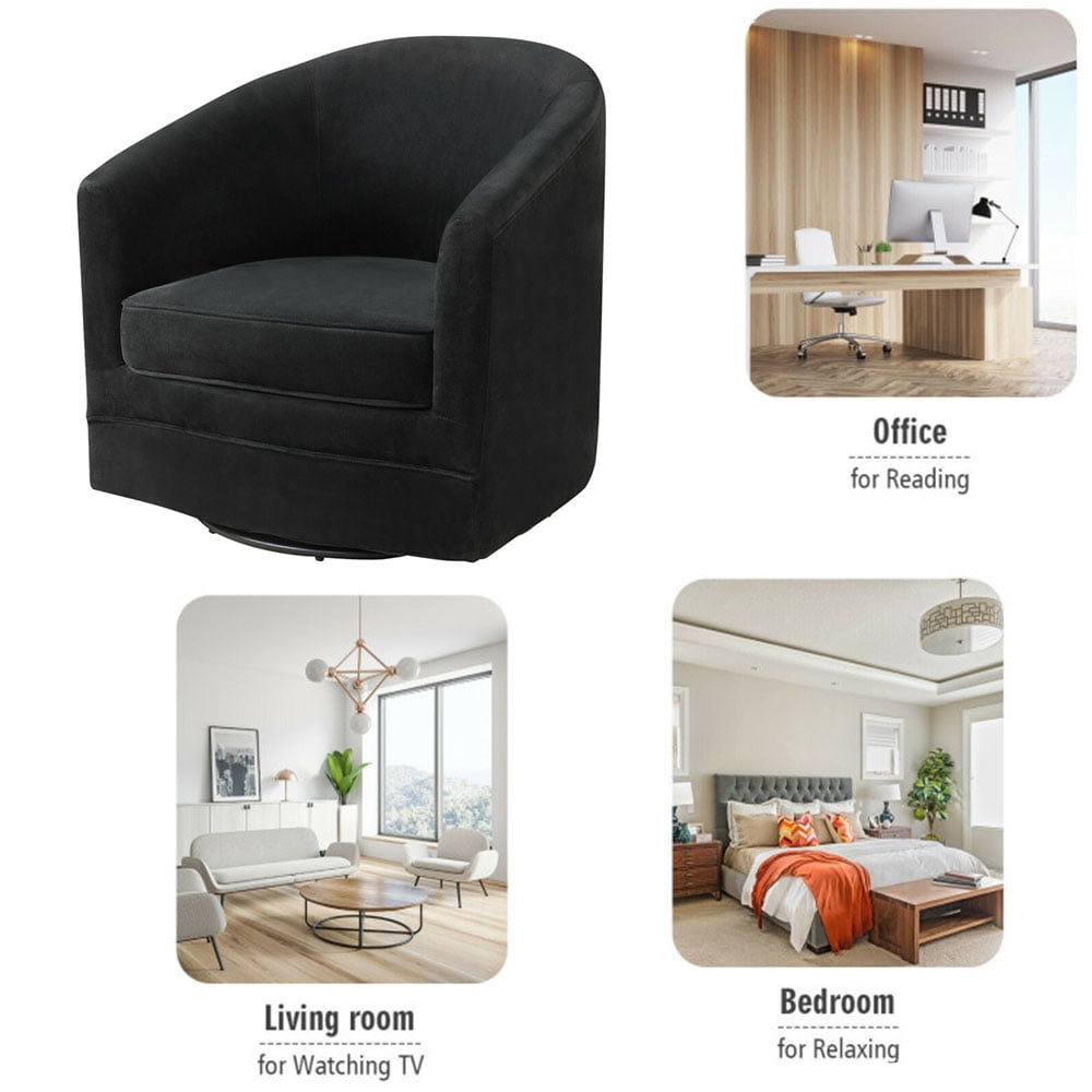 Finihen Modern Assembly Accent Chair, Assembly Accent Chair with 360-Degree Swivel Metal Base, for Living Room, Bedroom, Black Finihen Modern Assembly Accent Chair, Assembly Accent Chair with 360-Degree Swivel Metal Base, for Living Room, Bedroom, Black