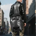 thumbnail image 7 of 30L Waterproof Motorcycle Tail Bag with Rain Cover Universal Fit Rear Rack Storage Backpack Shoulder Straps Black, 7 of 7