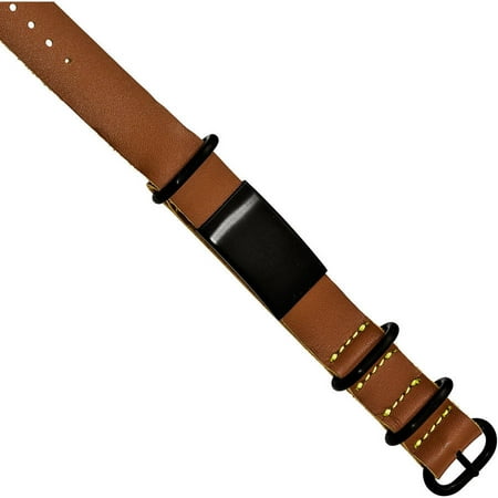 Primal Steel Stainless Steel Brushed Black IP Brown Leather Adjustable ID Bracelet