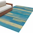 thumbnail image 2 of Blue Yellow Area Rug 3x5 FT, Non Slip Entryway Bedside Carpet, Vintage Farmhouse Abstract Wooden Grain Washable Soft Floor Carpet Indoor Mat Throw Rug for Dorm Kitchen Home Office, 2 of 9