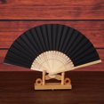 thumbnail image 4 of Farfi Chinese Style Blank Folding Hand Held Bamboo Paper Pocket Fan DIY Craft Gift (Dark Yellow), 4 of 13